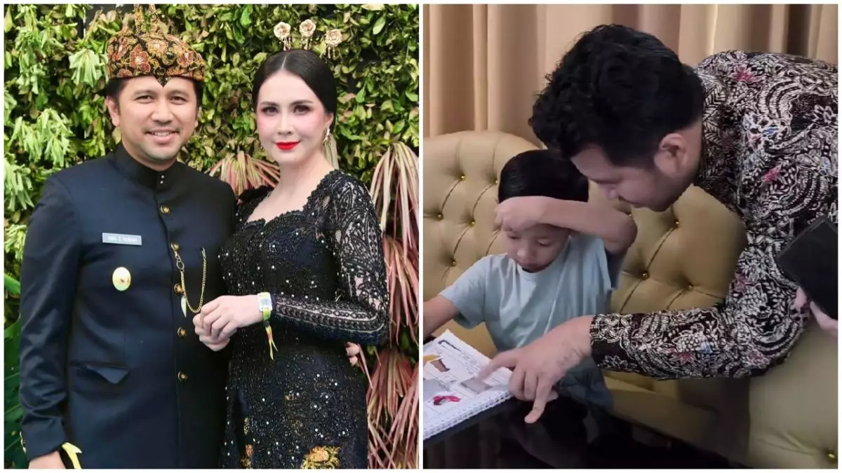 9 Potret Emil Dardak turun tangan ajarin putranya kerjakan PR sebelum kerja, kesabarannya bikin kagum