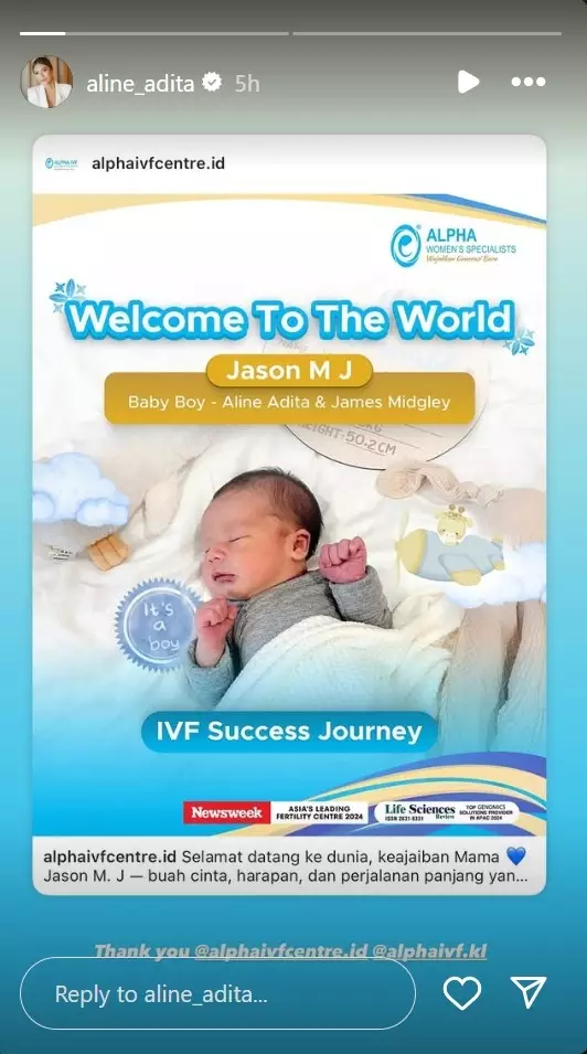 Aline Adita melahirkan usai gagal bayi tabung 7 kali © 2025 Instagram Aline Adita melahirkan usai gagal bayi tabung 7 kali © 2025 Instagram