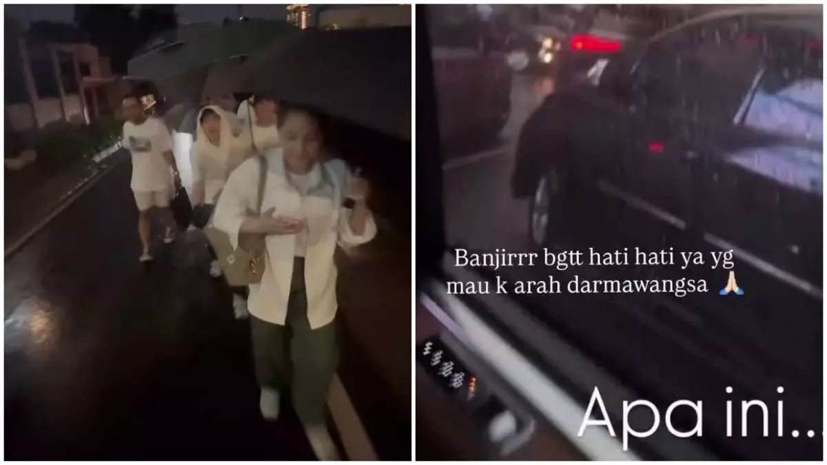 Terjebak macet parah imbas banjir, ini 9 momen Nagita Slavina dan teman artis jalan kaki naik MRT