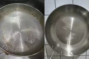 Ternyata wajan steinless steel bisa baret, wanita ini bagikan trik perawatannya biar kinclong terus