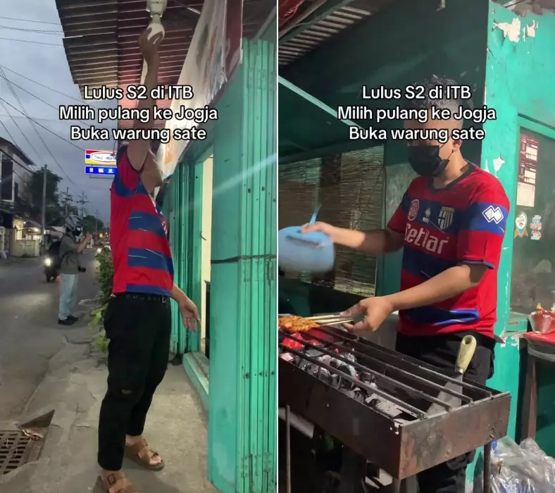 Lulusan S-2 di ITB pilih pulang kampung jualan sate © 2025 TikTok