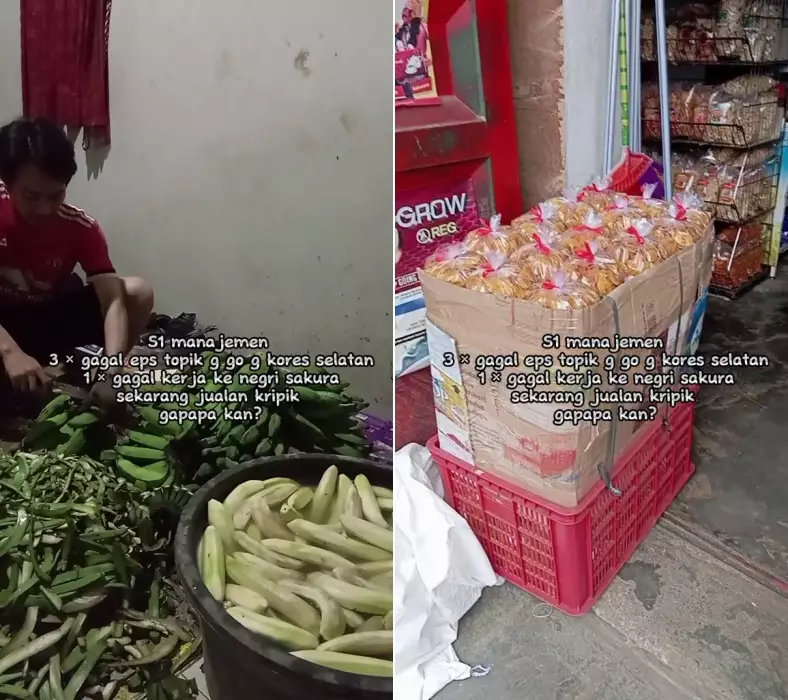 Lulusan S-1 gagal kerja ke luar negeri kini jualan keripik © 2025 TikTok