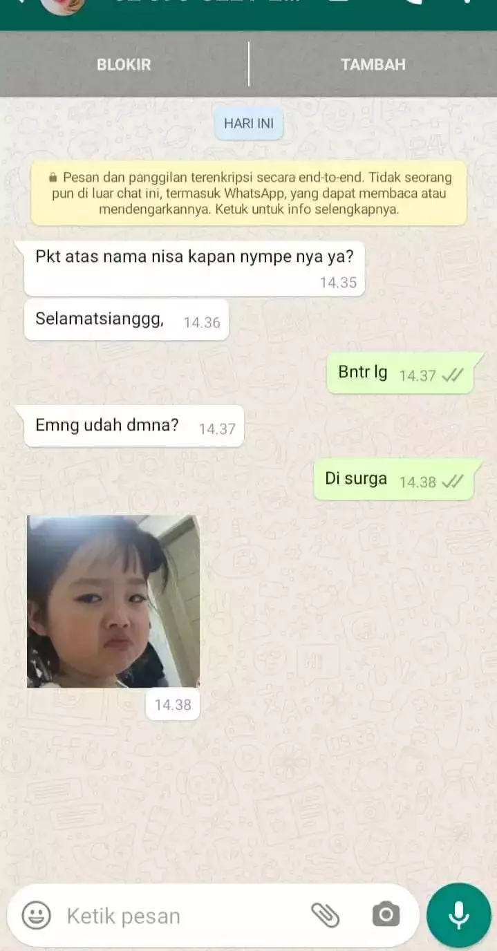 chat kurir ajak pelanggan bercanda © berbagai sumber