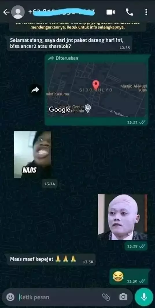 chat kurir ajak pelanggan bercanda © berbagai sumber