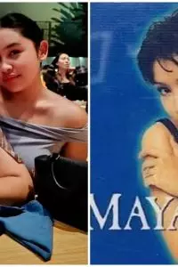 Ciri khas Mayangsari saat muda terletak pada gaya rambut pendek bondol yang menjadi tren pada masanya.