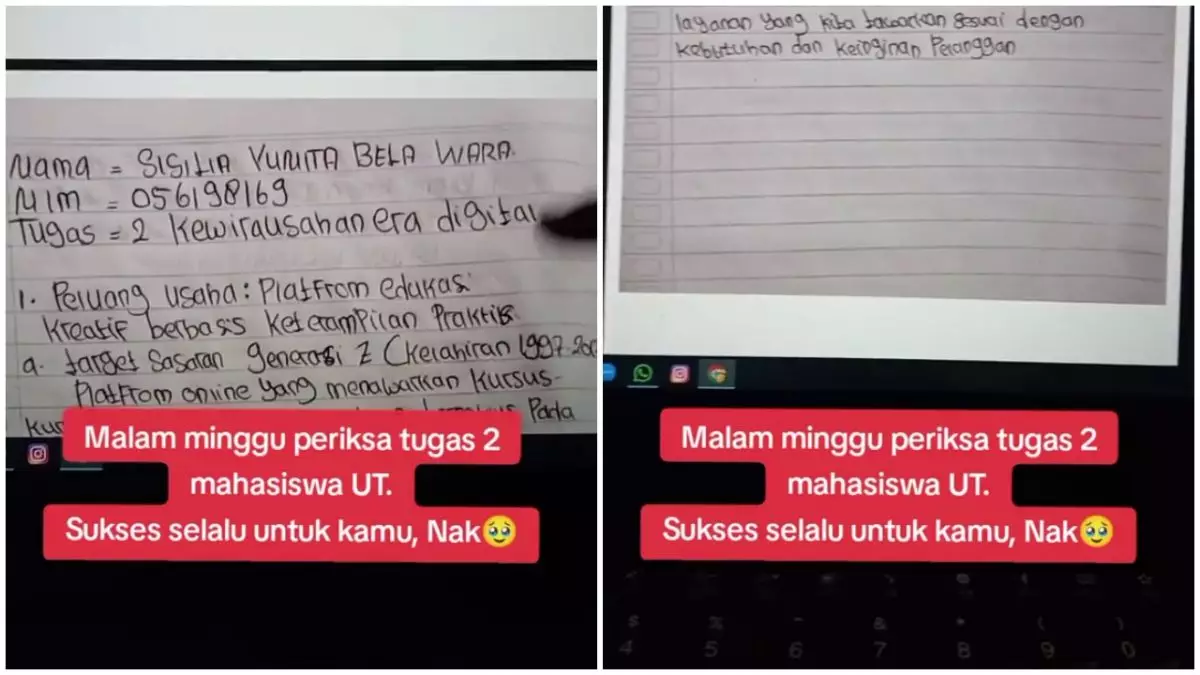 Tak punya laptop, mahasiswa ini kerjakan tugas pakai tulisan tangan, pesannya untuk dosen bikin haru