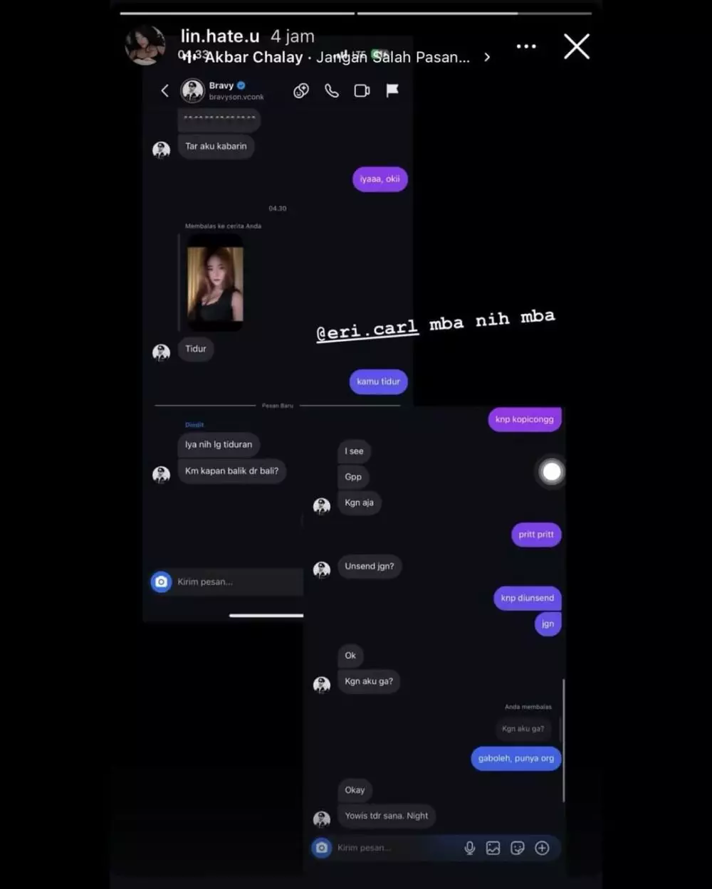 Lintang Rhaiza dituding penyebab putusnya Erika Bravy © berbagai sumber