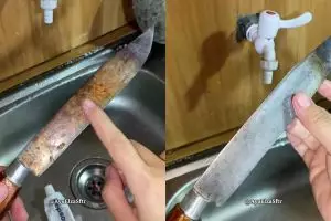 Trik mengembalikan ketajaman pisau tumpul pakai 1 bahan rumahan ini, bonus kerak auto minggat