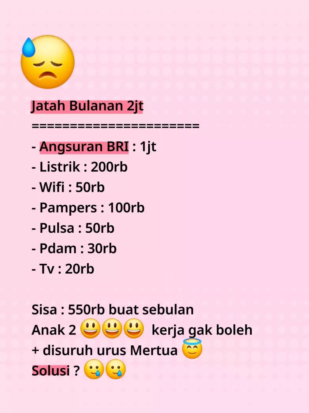 curhatan emak-emak anak dua jatah bulanan © TikTok curhatan emak-emak anak dua jatah bulanan © TikTok