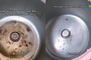 Ternyata bisa bikin nasi bau, ini trik bersihkan dasar rice cooker berkerak bermodal 2 bahan rumahan
