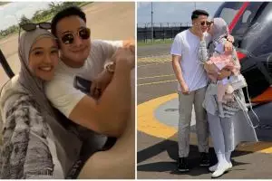 9 Potret Poppy Bunga dapat kejutan ultah pernikahan ke-12 dari suami, diajak keliling naik helikopter