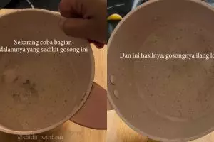 Wanita ini coba bersihkan panci gosong pakai kentang, auto kinclong dengan tambahan 2 bahan dapur