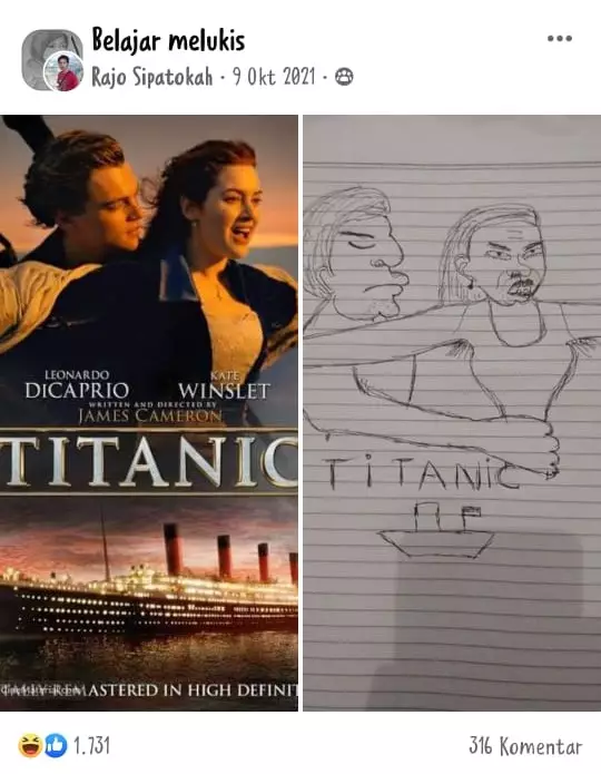 perbandingan lukisan dan gambar © Facebook