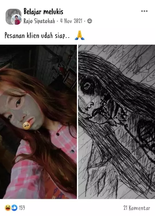 perbandingan lukisan dan gambar © Facebook