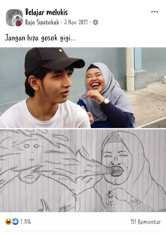 perbandingan lukisan dan gambar © Facebook