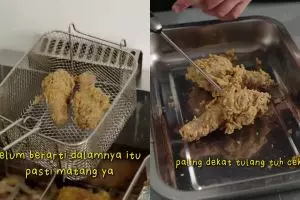Tak perlu termometer, chef ini bagikan cara cek bagian dalam ayam goreng matang sempurna tanpa dibelah