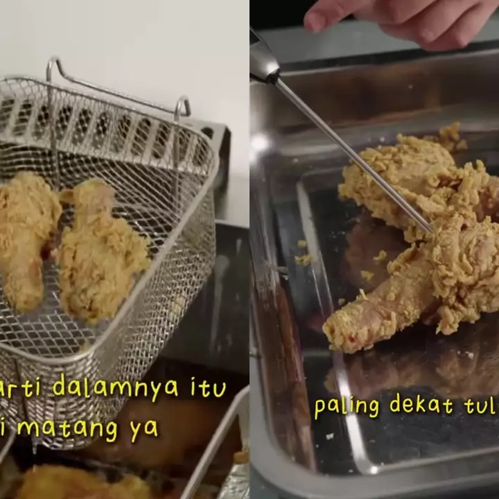 Tak perlu termometer, chef ini bagikan cara cek bagian dalam ayam goreng matang sempurna tanpa dibelah