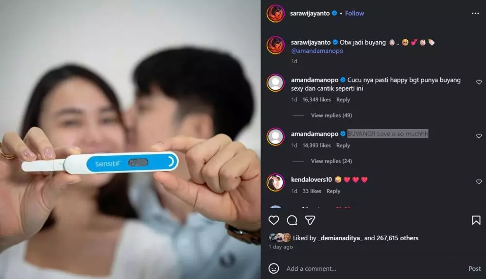 Sara Wijayanto bahagia segera jadi nenek anak Amanda Manopo © 2025 brilio.net