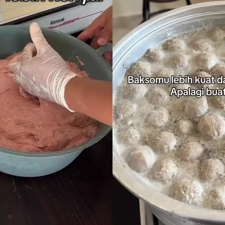 Ternyata nggak langsung dicetak, pedagang bakso ini bagikan trik agar adonan antipecah saat dimasak