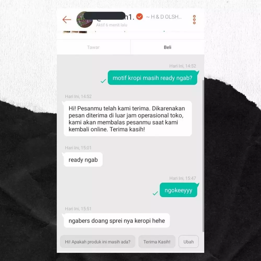 chat balasan penjual online shop © Instagram