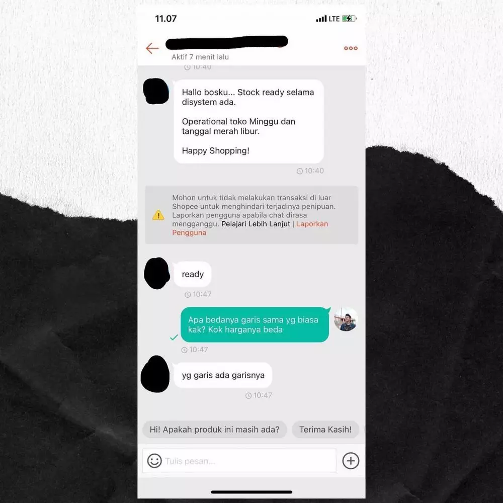 chat balasan penjual online shop © Instagram