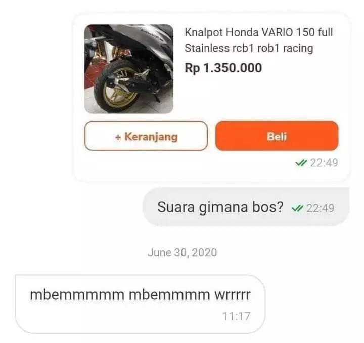 chat balasan penjual online shop © Instagram
