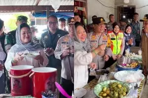 Potret menu telur di dapur umum Polda Sumbar, polwan yang masak dipuji Titiek Soeharto