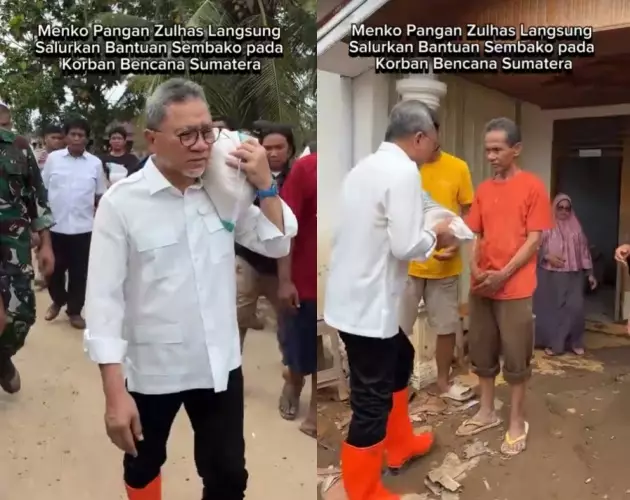 Zulkifli Hasan ke lokasi banjir di Padang © TikTok Zulkifli Hasan ke lokasi banjir di Padang © TikTok