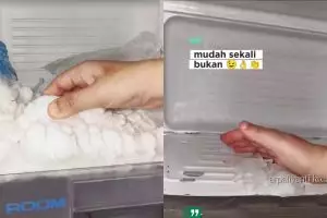 Cuma butuh 10 menit, bunga es di freezer langsung mudah dibersihkan tanpa tunggu mencair semalaman 