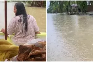 Jadi korban banjir di Sumut, wanita ini evakuasi bayinya tanpa bantuan, 5 potretnya miris
