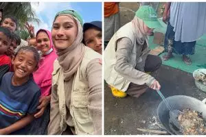 Emoh berpangku tangan, 6 potret Zaskia Mecca terjun ke Aceh bangun dapur umum untuk korban banjir