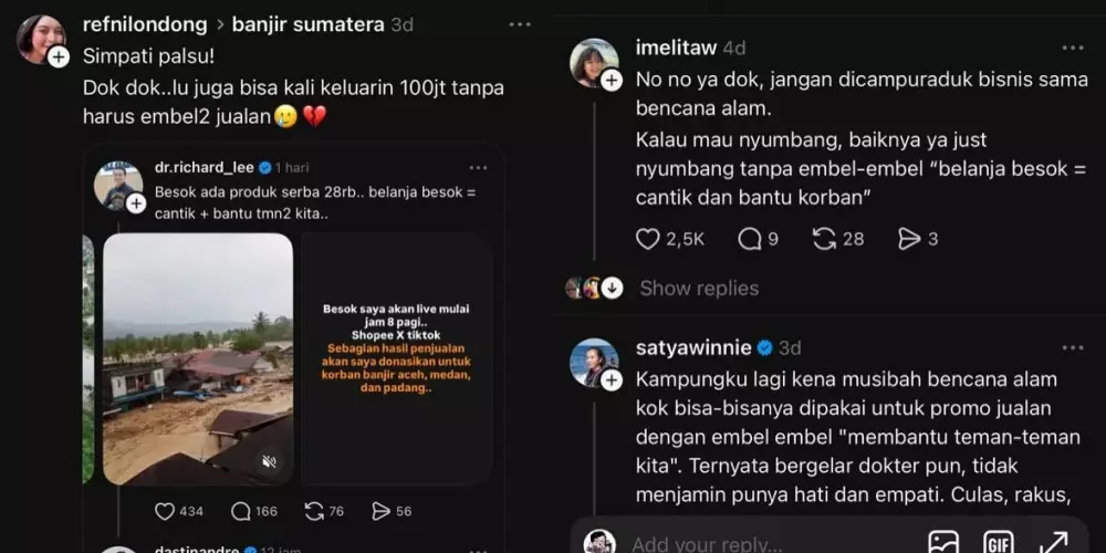 Richard Lee dikecam donasi korban banjir © Instagram Richard Lee dikecam donasi korban banjir © Instagram