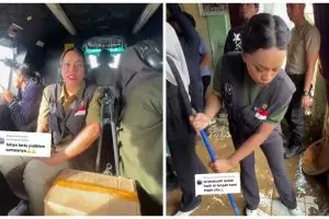 9 Potret Zita Anjani terjun langsung ke lokasi korban banjir Sumatra, gaya ngepel rumah warga viral