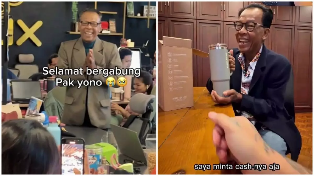 Viral bapak 60 tahun diterima kerja, dihadiahi bos tumbler elit minta dituker duit, alasannya haru