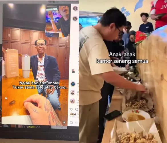  bapak 60 tahun dihadiahi bos tumbler elit © TikTok
