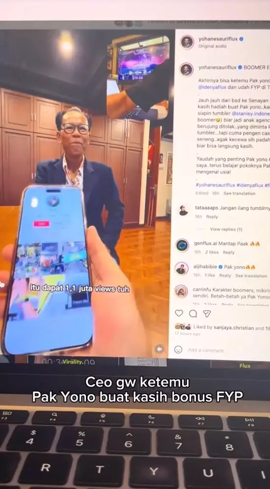  bapak 60 tahun dihadiahi bos tumbler elit © TikTok