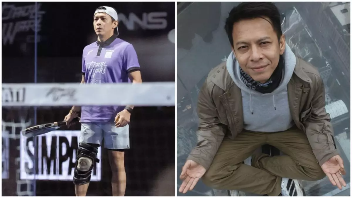 Alami cedera, Ariel Noah pakai penyangga di lutut saat main padel, beri penjelasan soal kondisinya