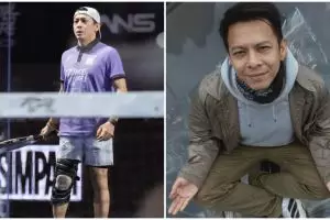 Alami cedera, Ariel Noah pakai penyangga di lutut saat main padel, beri penjelasan soal kondisinya