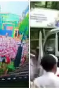 Mobil berwarna putih itu melaju tanpa kendali hingga menabrak kerumunan siswa dan guru.