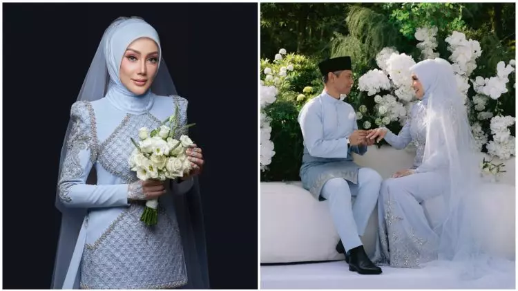 9 Potret pernikahan ketiga Erra Fazira eks Engku Emran, maharnya unik pohon emas 102 gram