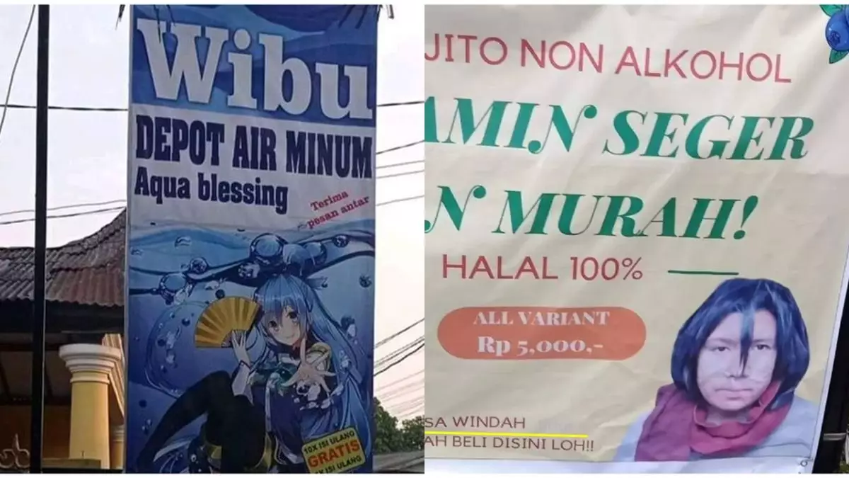 11 Spanduk dagangan bertema anime ini bikin wibu auto senyum lebar, dari Naruto sampai One Piece