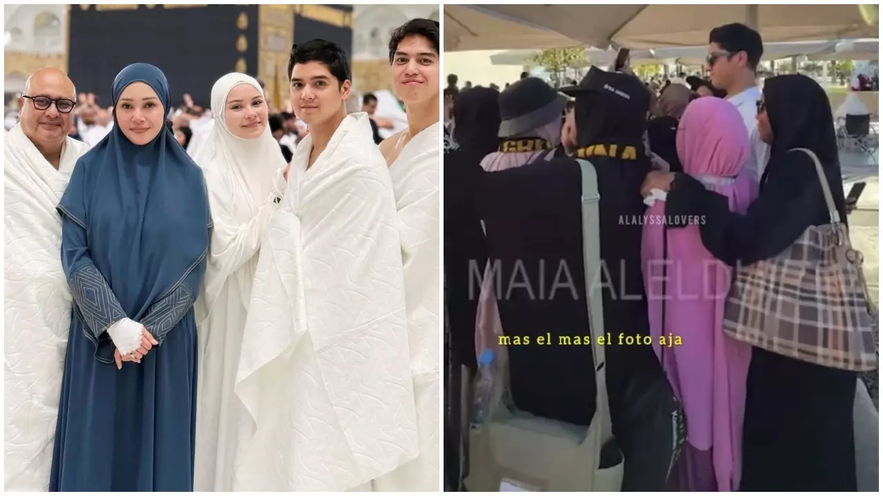 7 Potret emak-emak heboh minta foto Al Ghazali saat umrah, sikap El Rumi bikin ngakak
