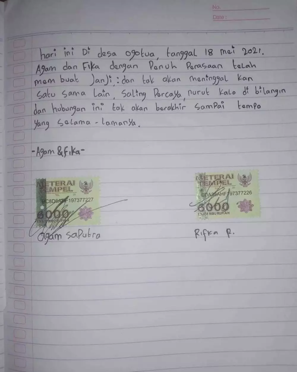 surat bermaterai nyeleneh © berbagai sumber