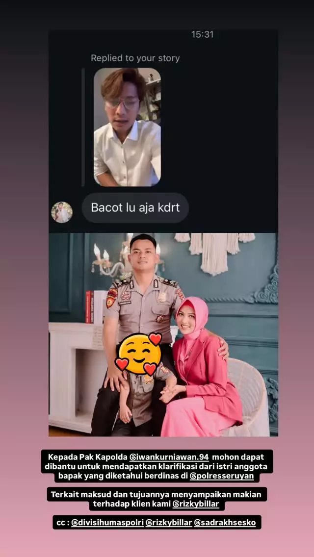 Rizky Billar gerah dimaki-maki istri polisi © Instagram