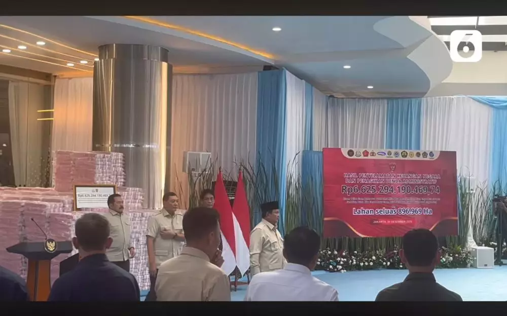 Penampakan gunung uang Rp6,62 triliun sitaan kejagung © 2025 YouTube