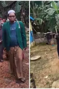 Iringan rebana dan langkah kaki warga sepanjang jalan desa menjadi gambaran sederhana tentang penghormatan terhadap seorang pendidik.