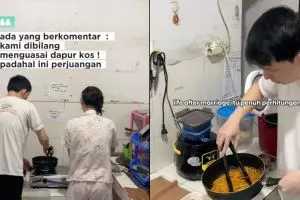 Kisah pasutri muda niat hemat masak di dapur umum kost, malah kena nyinyir menguasai tempat