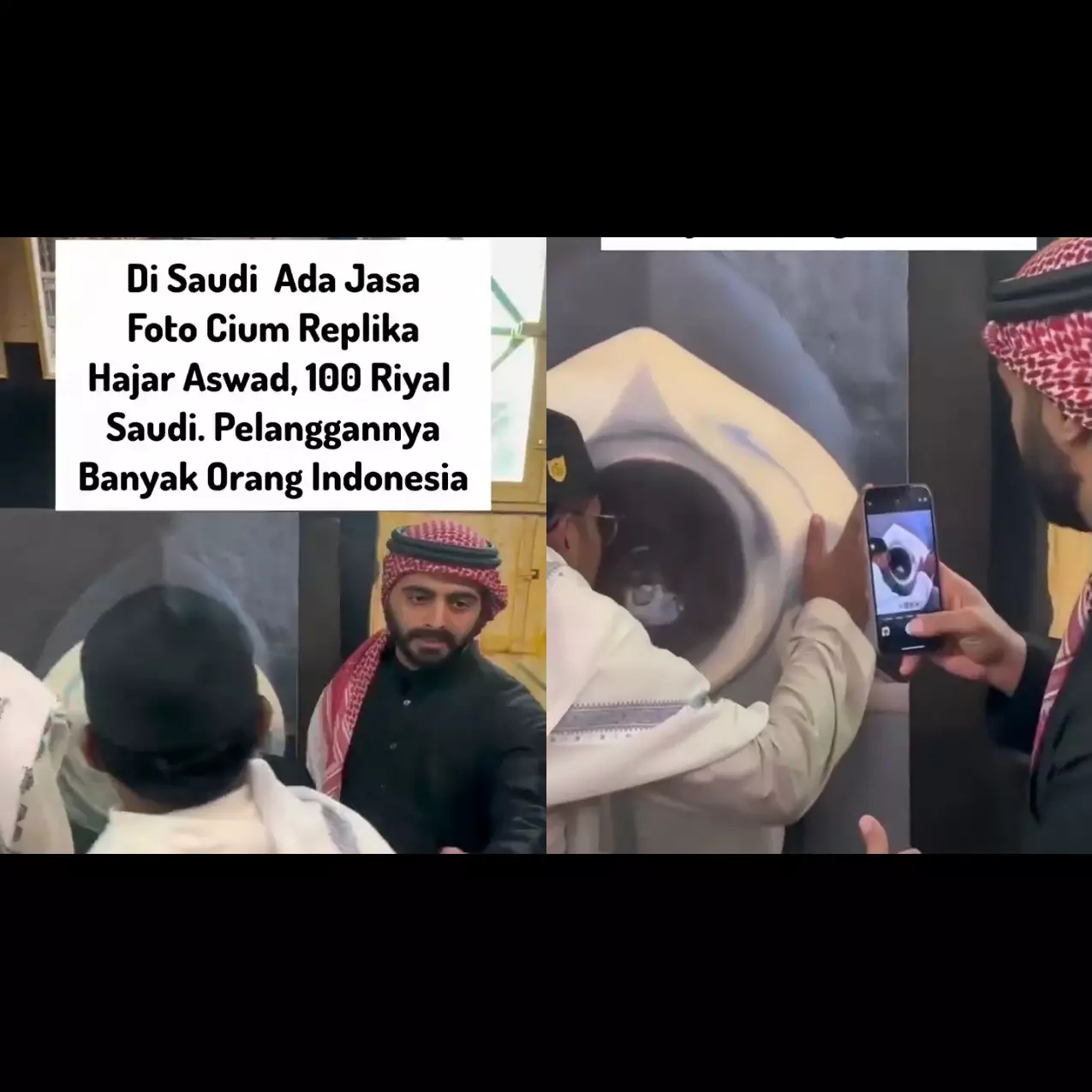 Beredar video jasa foto cium replika Hajar Aswad 100 riyal digemari jemaah Indonesia, ini faktanya