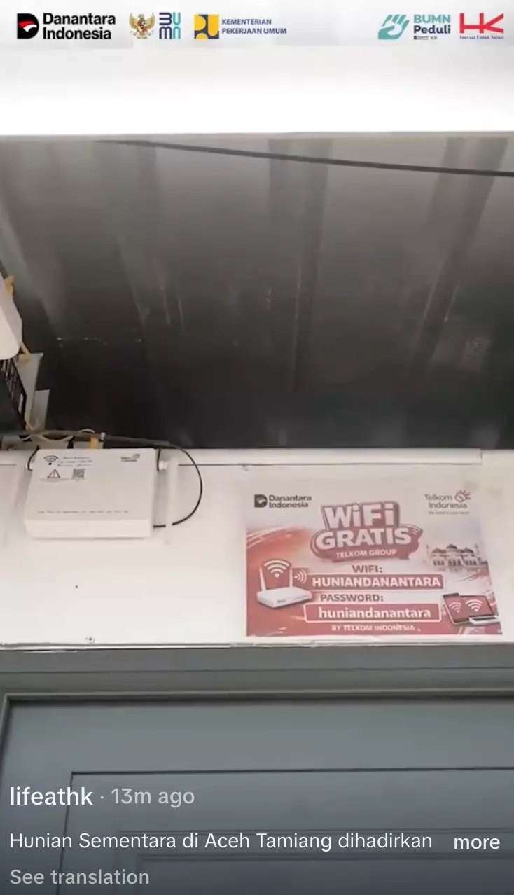 Huntara Aceh Tamiang TikTok/@lifeathk; YouTube/@SekretariatPresiden