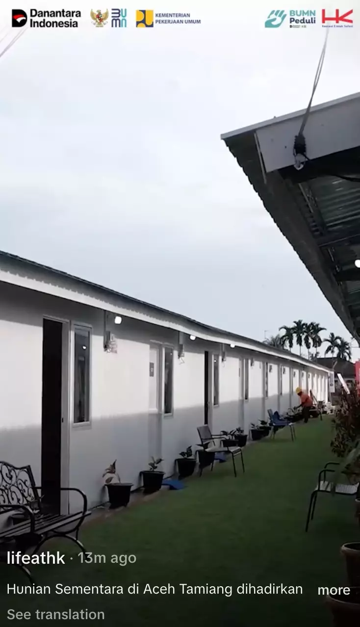 Huntara Aceh Tamiang TikTok/@lifeathk; YouTube/@SekretariatPresiden